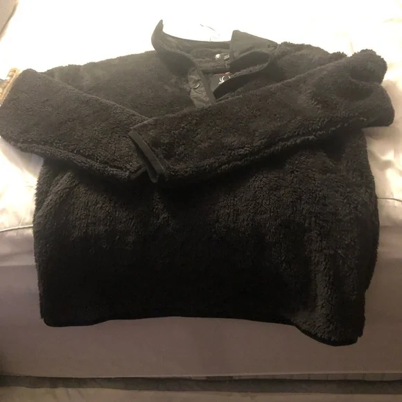 NWT Spyder Black Snap Button Pullover Jacket Quarter Snap Neckline Stand Collar - Picture 3 of 8